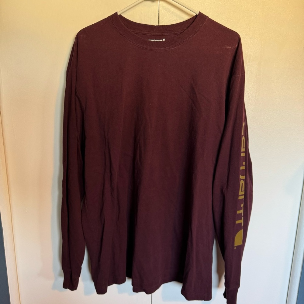 Carhartt Men's Maroon Long Sleeve Shirt - Large